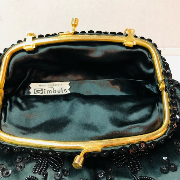 Black Vintage Evening Purse Made for Gimbels. - Picture 6 of 7